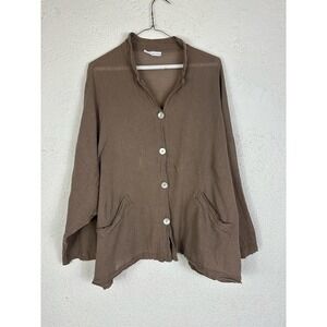 Bryn walker brown gauze cotton oversized button up boxy shirt